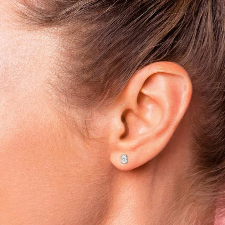 Oval Cut Colorless Genuine Moissanite Stud Earrings, Solid 950 Platinum Screw Back J436392