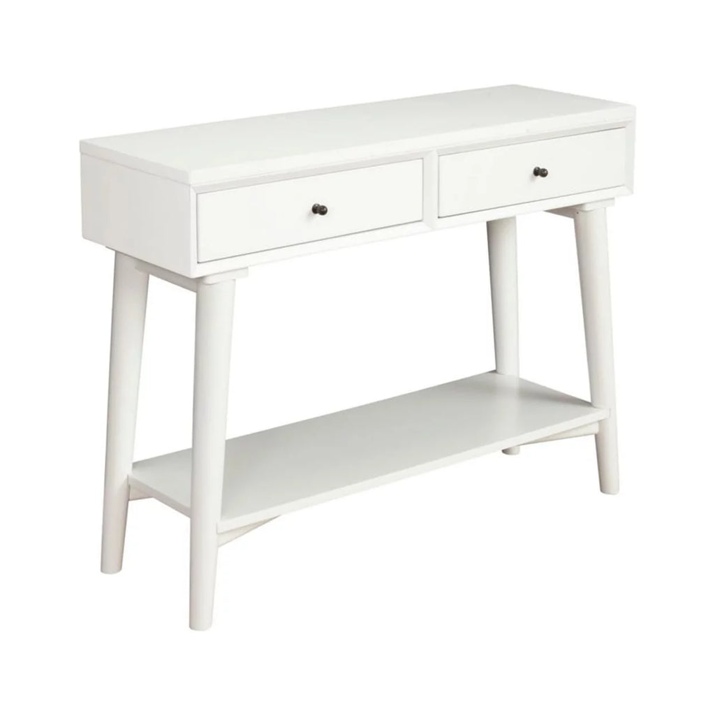 White Console Table with 2 Drawers and Angled Legs R781297