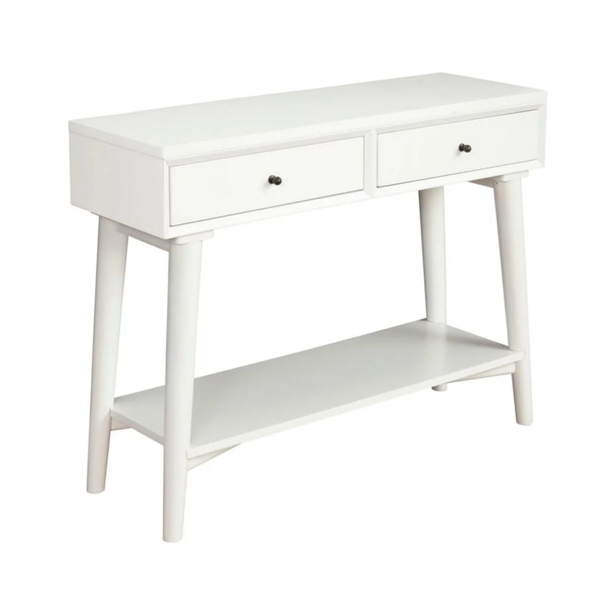 White Console Table with 2 Drawers and Angled Legs R781297