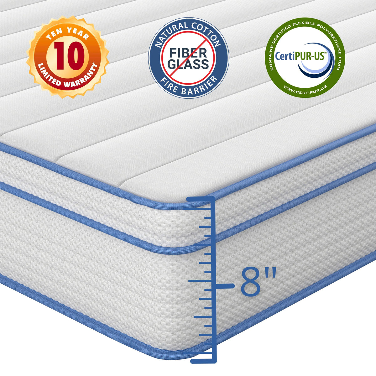 8" Hybrid Memory Foam Innerspring Mattress, Medium Firm, Twin M23759
