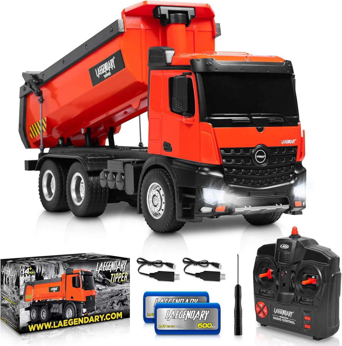 1:14 Scale Remote Control Dump Truck with Metal and Plastic Parts, 2 Batteries L659