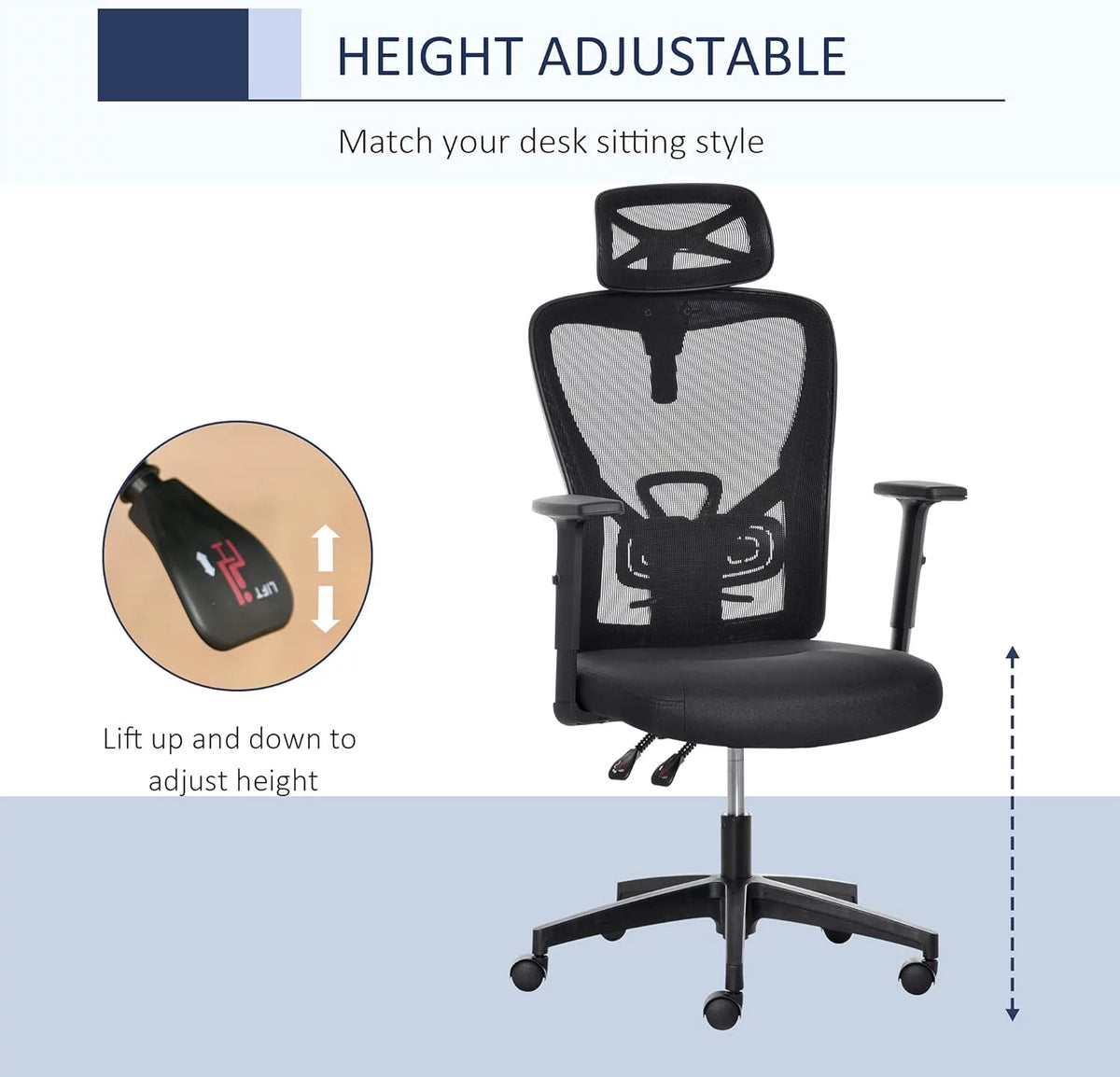 Black Ergonomic Mesh Office Chair with Lumbar Support V106