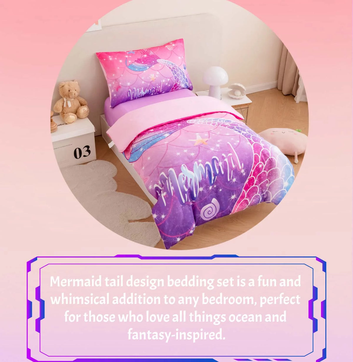 4 Pcs Pastel Fish Scale Kids Bedding Set Z904