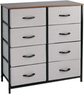 Gray 8 Drawer Vertical Dresser with Fabric Bins F92403