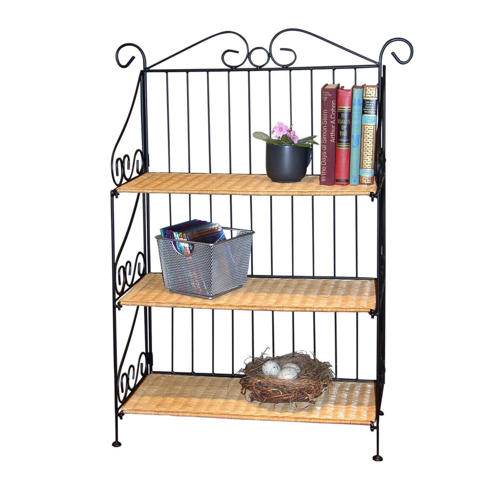 3 Tier Wicker Metal Bookcase U819228