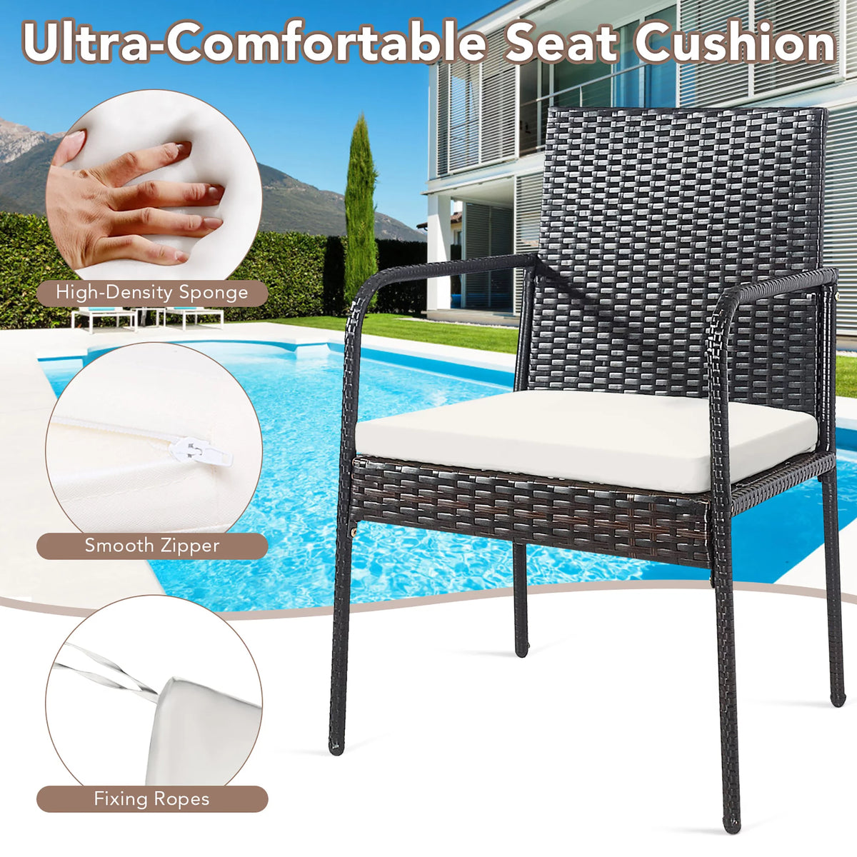 4 Pc Wicker Rattan Patio Dining Chairs W559