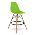 Green Plastic and Wood Counter Stool V195