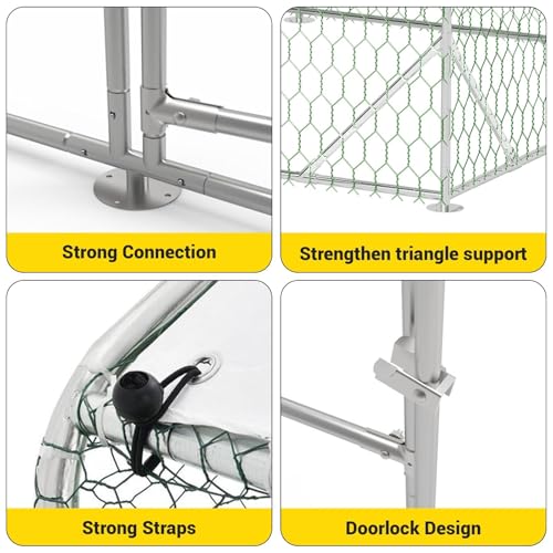 Large Metal Chicken Coop with Run T47154