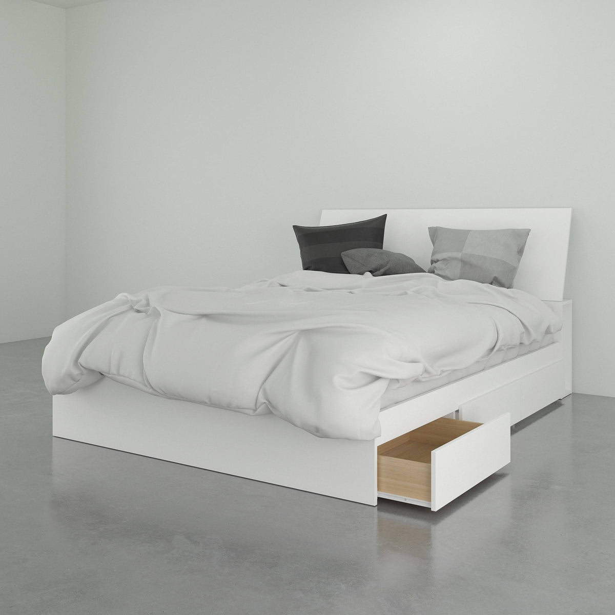 White Storage Bed with Headboard J92361