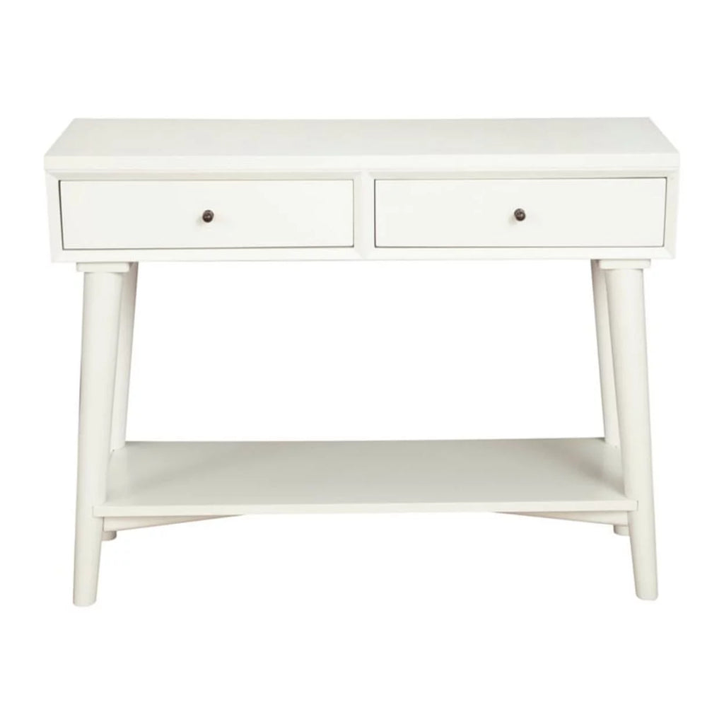 White Console Table with 2 Drawers and Angled Legs R781297