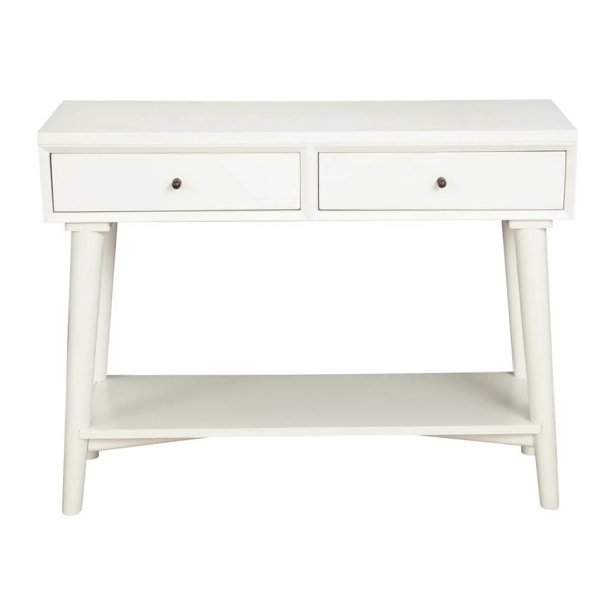White Console Table with 2 Drawers and Angled Legs R781297