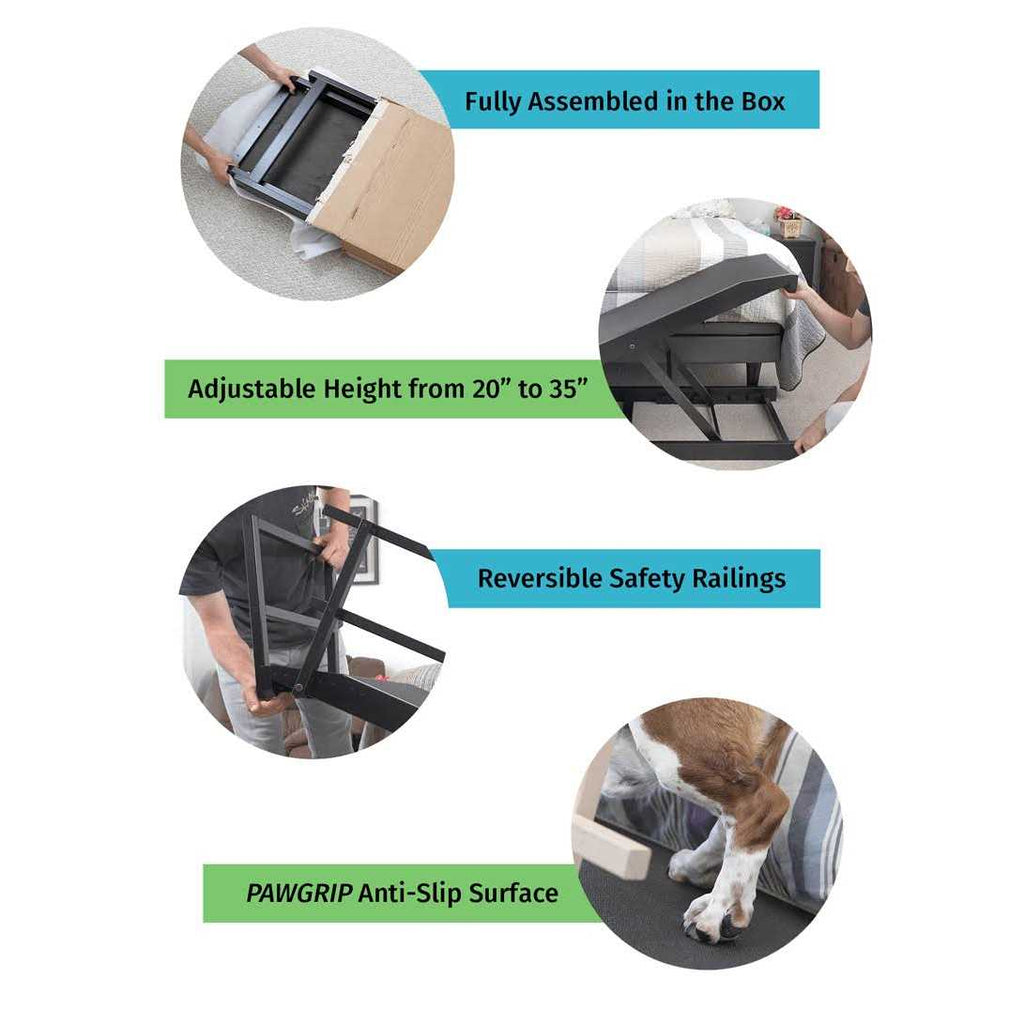 Large Adjustable Height Dog Bed Ramp O794